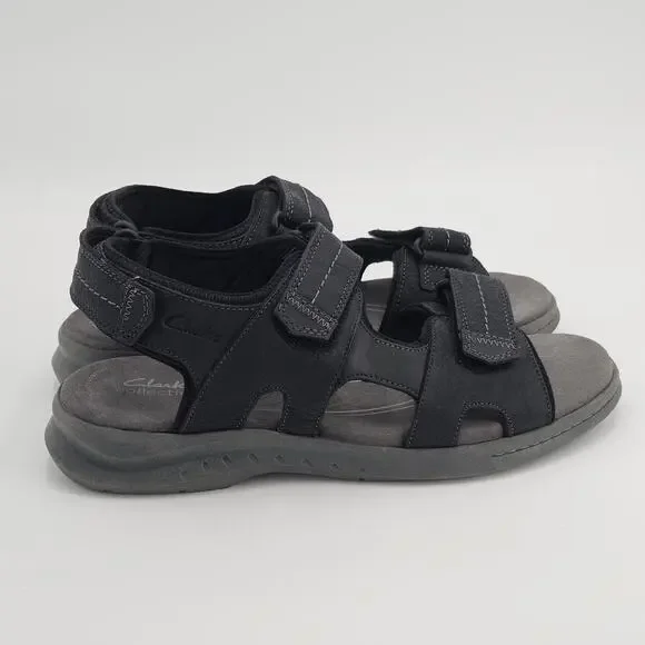 Mens Clarks Walkford Walk Sandals - Black Leather 10.5 W New 